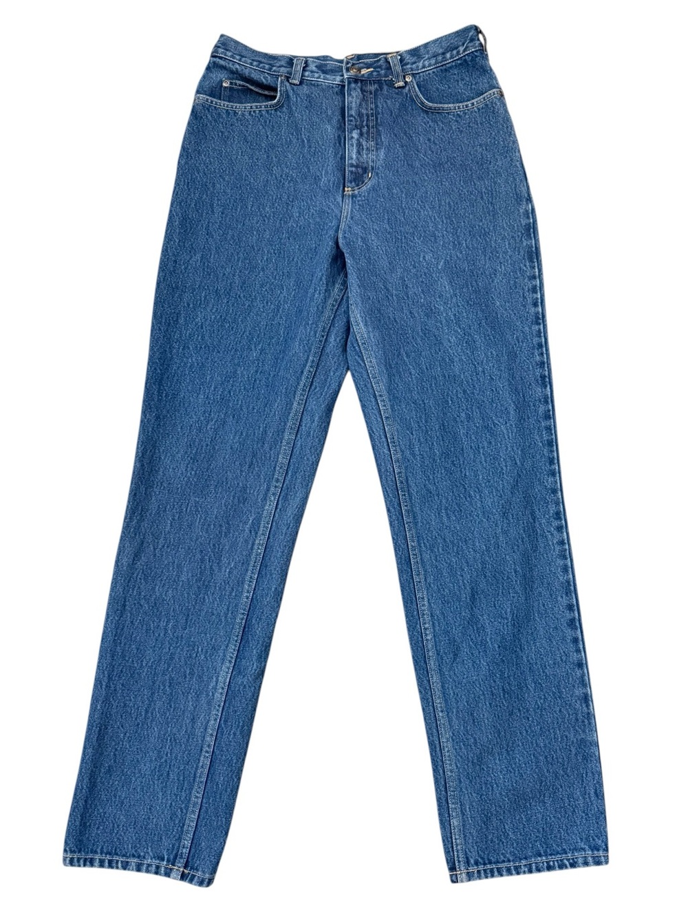 Vintage 90s Lands’ End High Rise Straight Leg Jeans 100% Cotton Blue Size 10